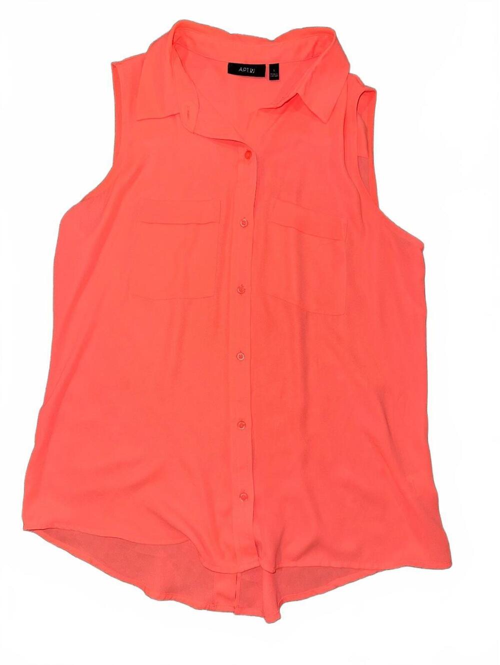 Women’s Apt. 9 coral sleeveless button up blouse with pockets Size Small
